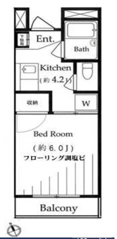 ノーブルハイム 3階 1Kの間取り