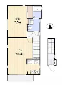 キアロ 2階 1LDKの間取り