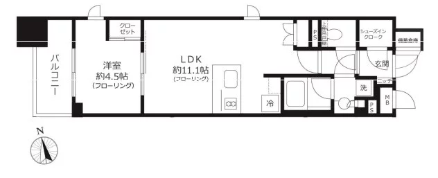 【築浅】アトラスリベルタ文京湯島 6階 1LDKの間取り