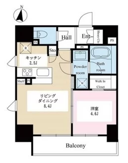 【築浅】テラス文京本郷 4階 1LDKの間取り