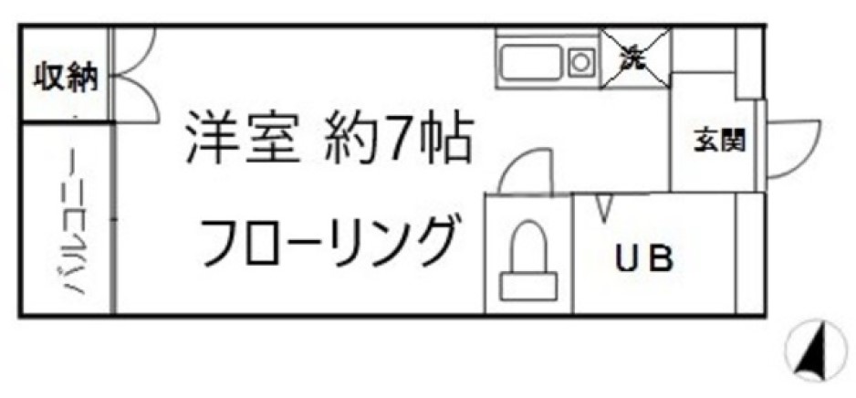 サングレイス関口 1階 1Kの間取り