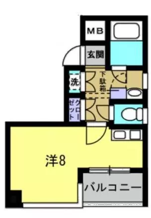 ウィンド東大前 3階 1Kの間取り
