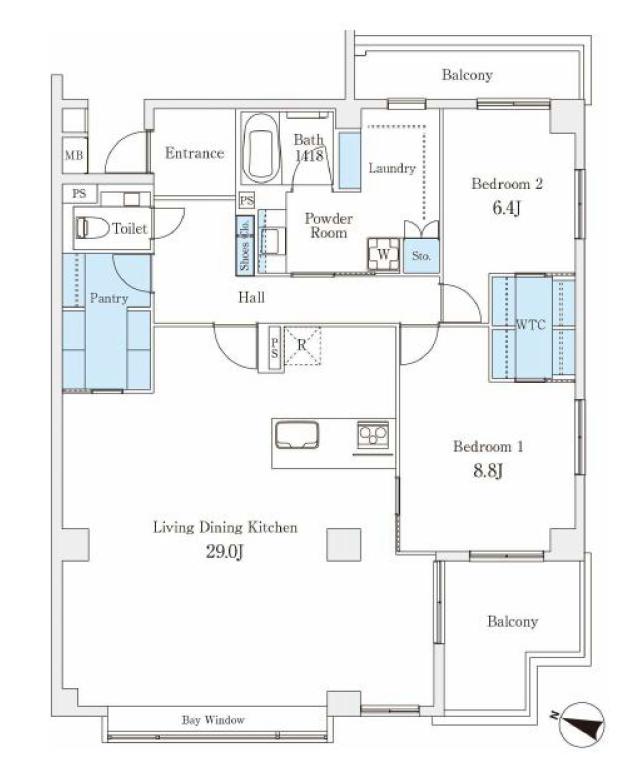 白山パークマンション 1階 2SLDKの間取り