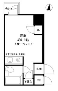 江戸川橋センチュリープラザ２１ 7階 1Rの間取り