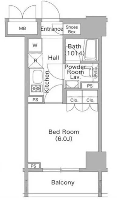 コンフォリア文京春日 2階 1Kの間取り
