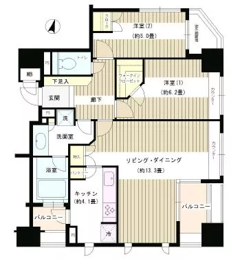 パークホームズ文京白山 12階 2LDKの間取り