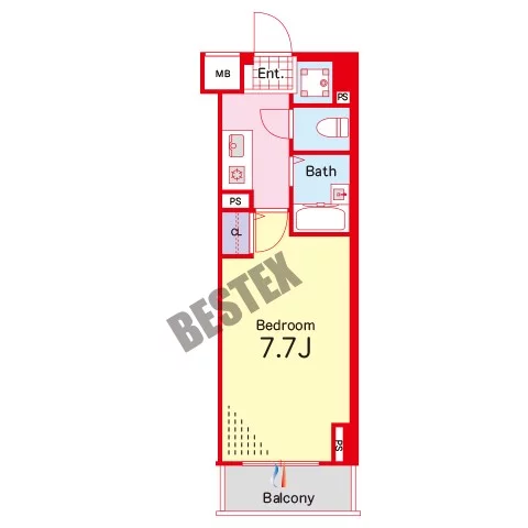 スペーシア飯田橋Ⅱ 6階 1Kの間取り