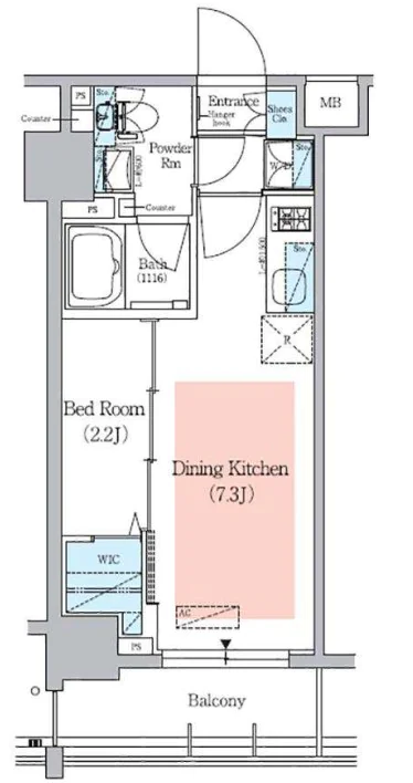 アーバネックス小石川春日 3階 1DKの間取り