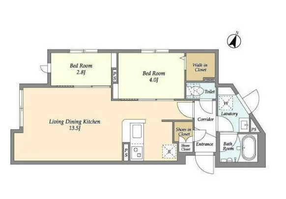 【新築】ウェルスクエア新大塚 4階 2LDKの間取り