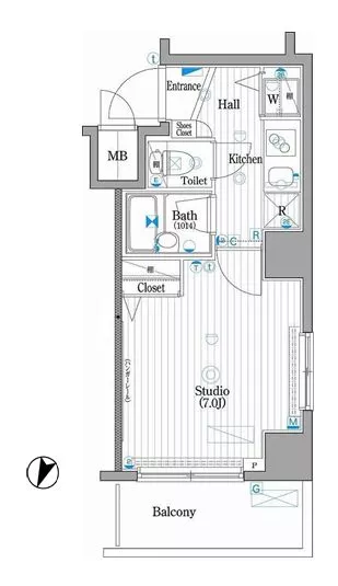 ガーラ文京本駒込 8階 1Kの間取り