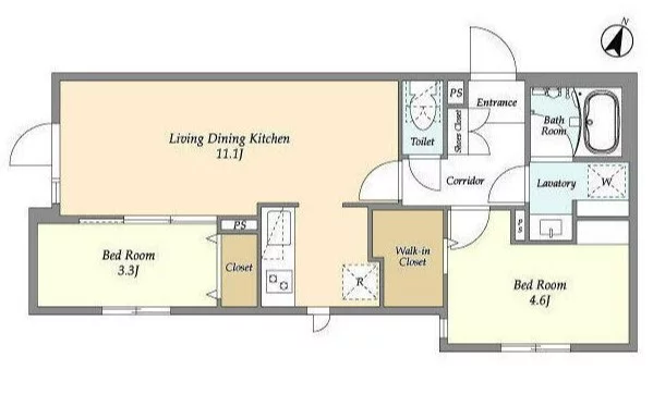 【新築】ウェルスクエア新大塚 4階 2LDKの間取り