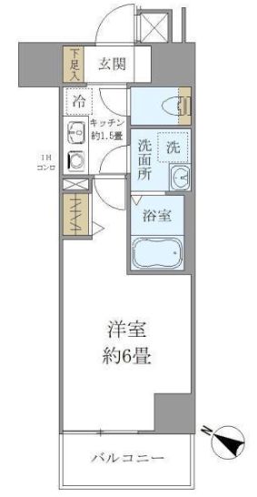 シエル白山A館 5階 1Kの間取り