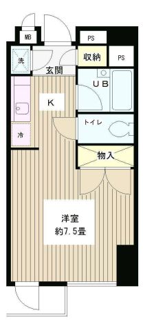 グリーン江戸川橋 7階 1Rの間取り