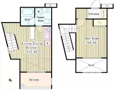 可染館 2階 1LDKの間取り