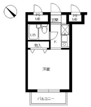 スカイコートお茶の水女子大前 11階 1Rの間取り