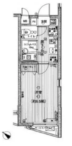 ユナイテッドグロー文京白山 2階 1Kの間取り