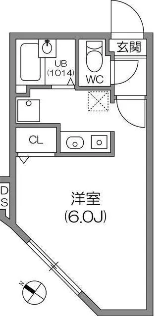 ZESTY小石川(ゼスティ小石川) 3階 1Rの間取り