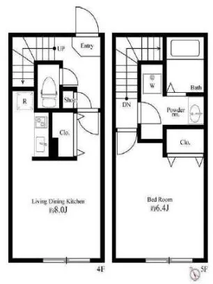 ブランシェ文京白山Ⅱ 4階 1DKの間取り