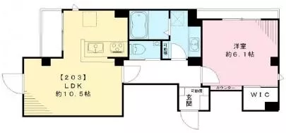 ラシーネ・テラス文京千駄木 2階 1LDKの間取り