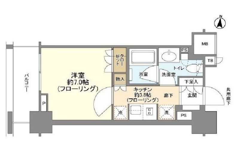 ブランズ文京本郷一丁目 2階 1Kの間取り