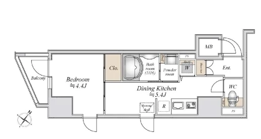 ミリアレジデンス茗荷谷(旧LiveCasa茗荷谷) 4階 1DKの間取り