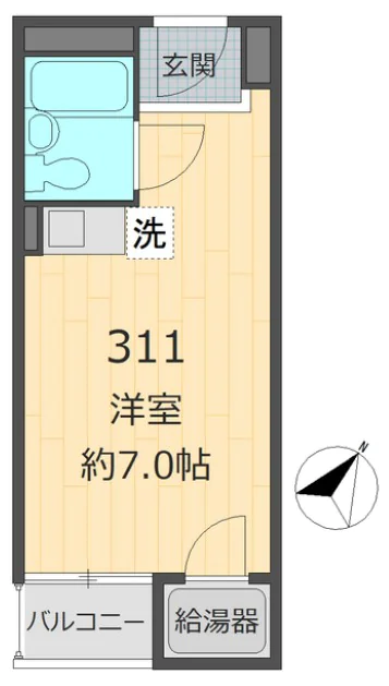 シャルマン文京千駄木 3階 1Rの間取り