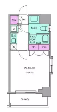 レジディア後楽園 3階 1Kの間取り