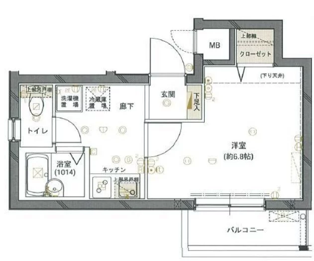フォルトゥナ小石川 5階 1Kの間取り