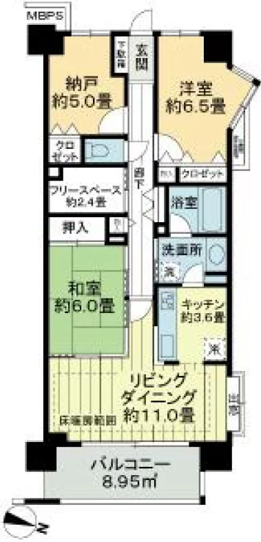 ライオンズプラザ池之端 6階 2SLDKの間取り