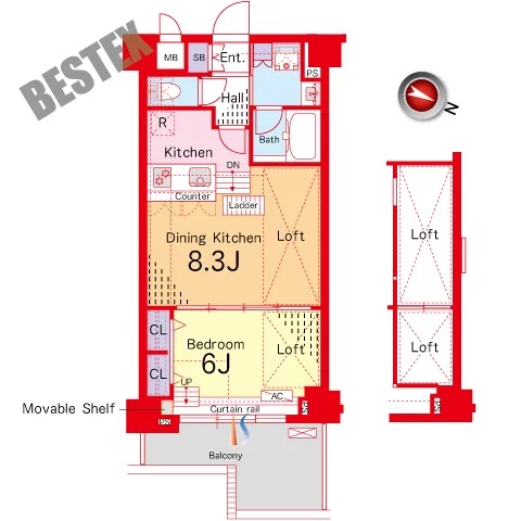 フェニックス飯田橋 1階 1LDKの間取り