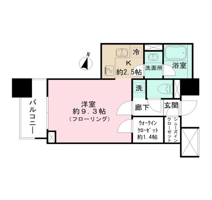 アトラス白山 8階 1Kの間取り