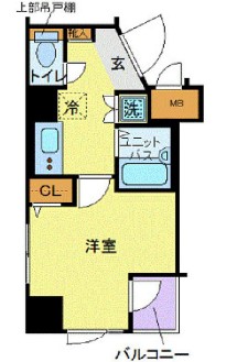 フォルトゥナ文京後楽園 10階 1Kの間取り