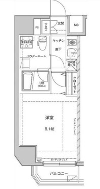 ジェノヴィア東大前グリーンヴェール 12階 1Kの間取り