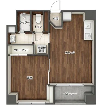 ムサシビル 6階 1DKの間取り