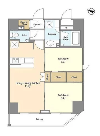 【築浅】江戸川橋ステーションレジデンス 8階 2LDKの間取り