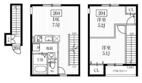 ミハス新大塚 2階 2DKの間取り