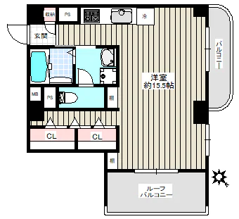 シャンボール文京 8階 1Rの間取り