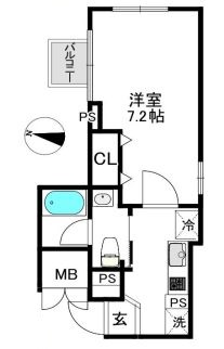 カスティーロ白山 4階 1Kの間取り