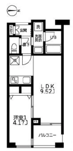 カーザビアンカ 3階 1LDKの間取り