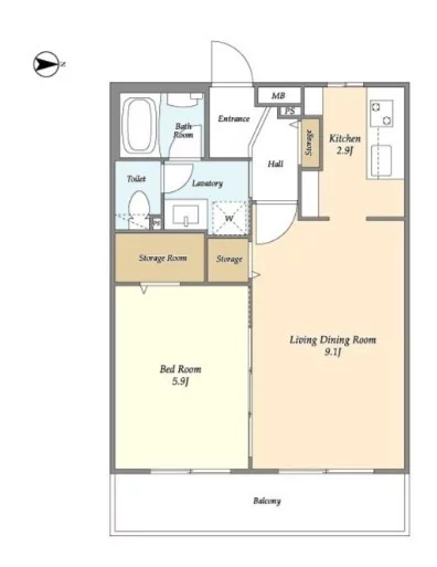 メトロステージ小日向 3階 1LDKの間取り