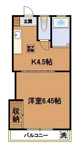 ハイム勝間 1階 1Kの間取り