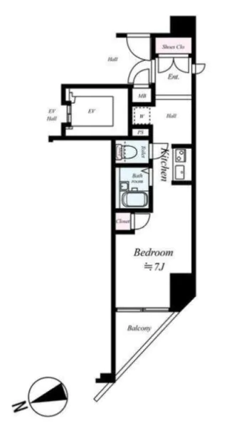 シンシア千駄木 3階 1Rの間取り