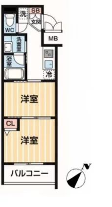 【築浅】ハーモニーレジデンス文京千石 4階 2Kの間取り