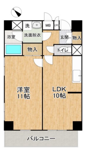 メイフラワー西片 4階 1LDKの間取り