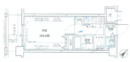 パレステュディオ文京千石パークサイド 6階 1Kの間取り