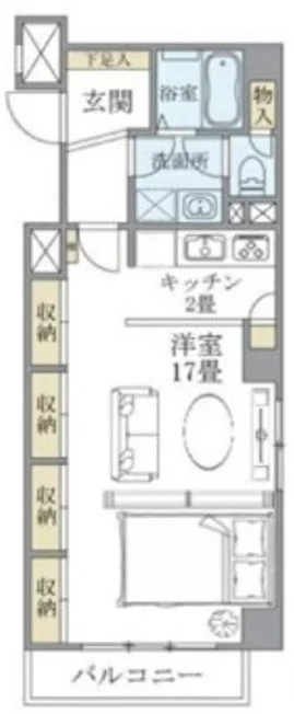 シティハイツ根津 3階 1Kの間取り