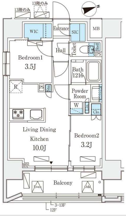 【新築】リビオメゾン御茶ノ水ＥＡＳＴ 9階 2LDKの間取り