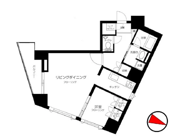 DeLCCS白山(旧:HAKUSAN EAST(ハクサンイースト)) 10階 1LDKの間取り