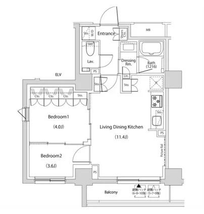 ザ・パークハビオ文京目白台プレイス 6階 1LDKの間取り