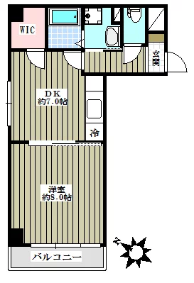 ヴェリテ有賀 3階 1DKの間取り